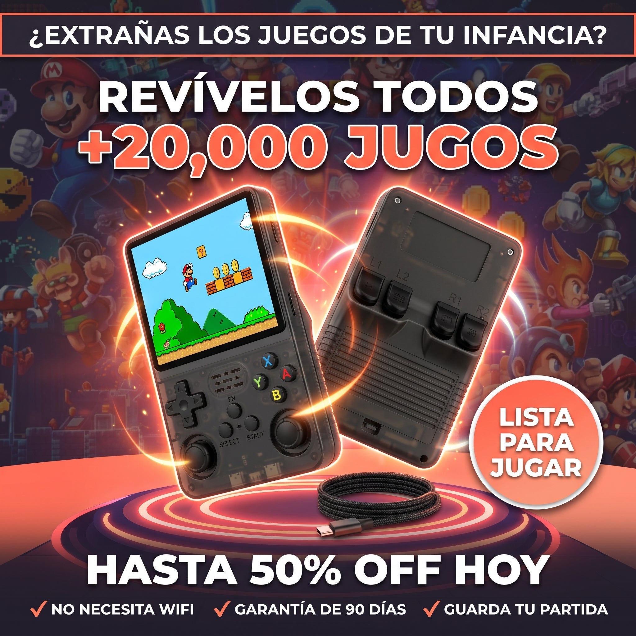 PixelRetro Pro™ – Consola Retro Portátil con hasta 20.000 Juegos