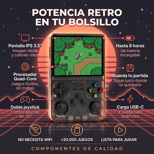 PixelRetro Pro™ – Consola Retro Portátil con hasta 20.000 Juegos